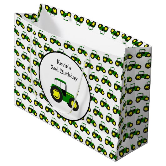 Gepersonaliseerde groene tractoren Grote Cadeautas (Voorkant Gekanteld)