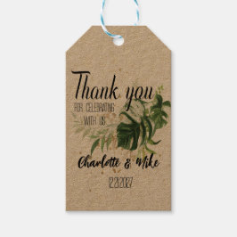 Gepersonaliseerde groene tropische bladeren bruilo cadeaulabel
