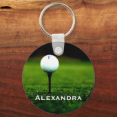 Gepersonaliseerde Groene Turf met Golf Ball Sleute Sleutelhanger (Achterkant)