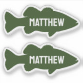 Gepersonaliseerde Groene Vissen Bass Vis Naam Stic Sticker (Voorkant)