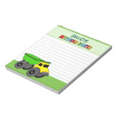 Gepersonaliseerde groene vrachtwagen Mitzvah Notitieblok (Linkerzijde)