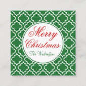 Gepersonaliseerde Groene Vrolijk Kerstcadeau Label Informatiekaartje (Voorkant)