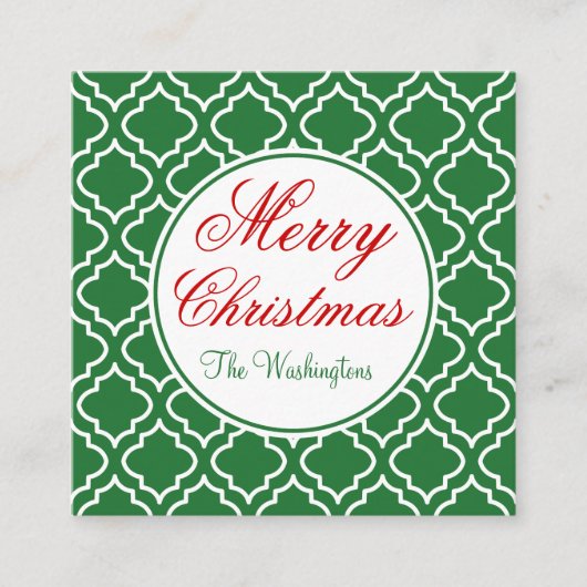 Gepersonaliseerde Groene Vrolijk Kerstcadeau Label Informatiekaartje (Voorkant)