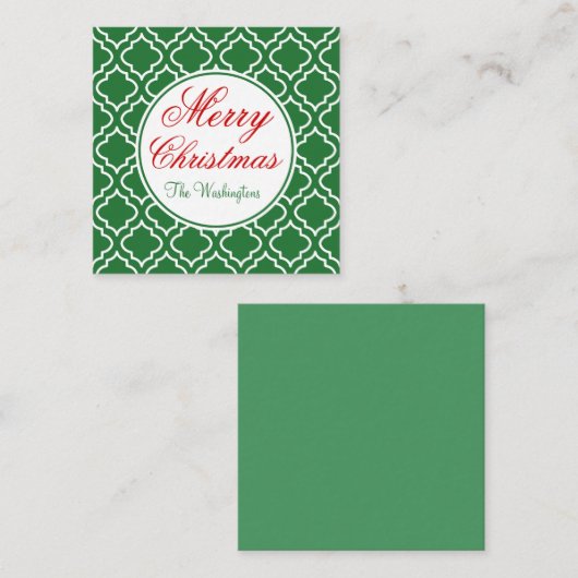 Gepersonaliseerde Groene Vrolijk Kerstcadeau Label Informatiekaartje (Voorkant / Achterkant)