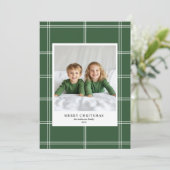 Gepersonaliseerde groene vrolijke kerstfoto kaart (Staand voorkant)