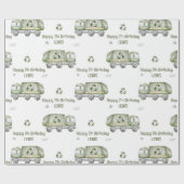 Gepersonaliseerde Groene Vuilniswagen Verjaardagsf Cadeaupapier (Vlak)