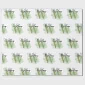 Gepersonaliseerde groene Waterverf & Floral Initia Cadeaupapier (Vlak)