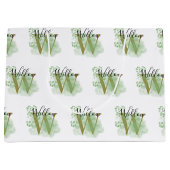 Gepersonaliseerde groene Waterverf & Floral Initia Groot Cadeauzakje (Voorkant)