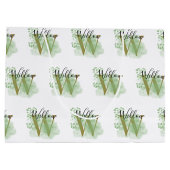 Gepersonaliseerde groene Waterverf & Floral Initia Groot Cadeauzakje (Achterkant)