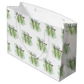 Gepersonaliseerde groene Waterverf & Floral Initia Groot Cadeauzakje (Achterkant Gekanteld)