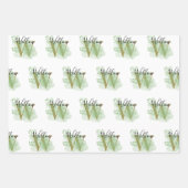 Gepersonaliseerde groene Waterverf & Floral Initia Inpakpapier Vel (Voorkant 3)