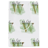 Gepersonaliseerde groene Waterverf & Floral Initia Medium Cadeauzakje (Voorkant)