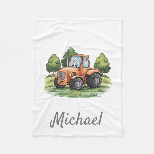 Gepersonaliseerde Groene Waterverf Tractor Fleece Deken (Voorkant)