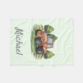 Gepersonaliseerde Groene Waterverf Tractor Fleece Deken (Voorkant (Horizontaal))