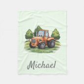 Gepersonaliseerde Groene Waterverf Tractor Fleece Deken (Voorkant)