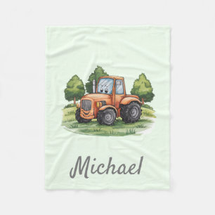 Gepersonaliseerde Groene Waterverf Tractor Fleece Deken