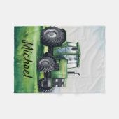 Gepersonaliseerde Groene Waterverf Tractor Fleece Deken (Voorkant (Horizontaal))