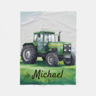 Gepersonaliseerde Groene Waterverf Tractor Fleece Deken
