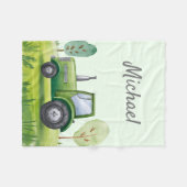 Gepersonaliseerde Groene Waterverf Tractor Fleece Deken (Voorkant (Horizontaal))