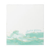 Gepersonaliseerde groene Waterverf Turquoise Notitieblok (Voorkant)