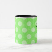 Gepersonaliseerde Groene Witte Polka Dotted Coffee Mok (Midden)