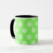 Gepersonaliseerde Groene Witte Polka Dotted Coffee Mok (Voorkant links)