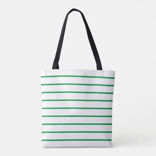 Gepersonaliseerde groene witte streep tennis racke tote bag (Achterkant)