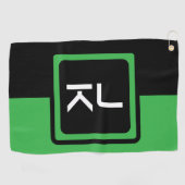 Gepersonaliseerde Groene Zwarte Monogram Golf Hand Golfhanddoek (Horizontaal)