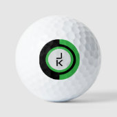 Gepersonaliseerde Groene Zwarte Monogram Golfballe Golfballen (Voorkant)