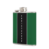 Gepersonaliseerde groene zwarte streep kolf heupfles (Links)