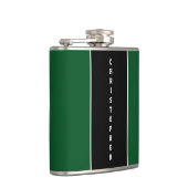 Gepersonaliseerde groene zwarte streep kolf heupfles (Rechts)