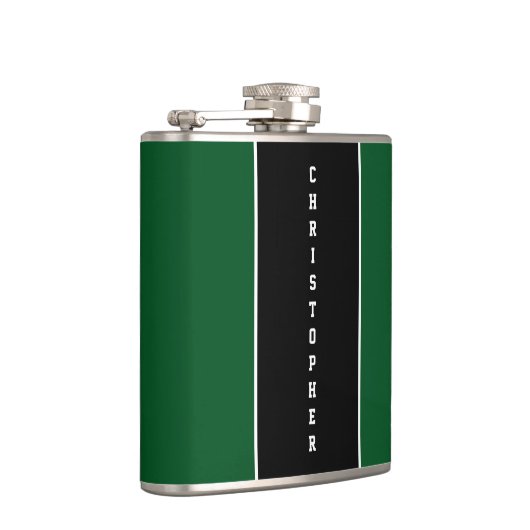 Gepersonaliseerde groene zwarte streep kolf heupfles (Rechts)