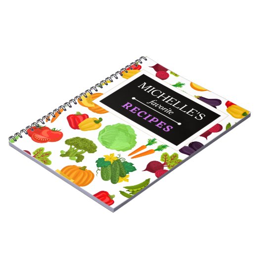 Gepersonaliseerde groenten naadloos Vegan Pattern Notitieboek (Linkerzijde)