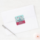 Gepersonaliseerde Groeten Mermaid en Vrienden Vierkante Sticker (Envelop)