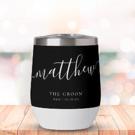 Gepersonaliseerde Groom Elegant Zwart Wit Kalligra