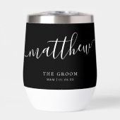 Gepersonaliseerde Groom Elegant Zwart Wit Kalligra (Voorkant)
