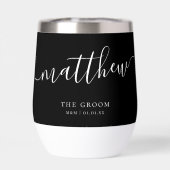 Gepersonaliseerde Groom Elegant Zwart Wit Kalligra (Achterkant)