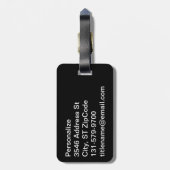 Gepersonaliseerde Groom en Bride met Zwarte Stripe Bagagelabel (Achterkant verticaal)