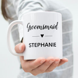 Gepersonaliseerde Groomsmaid Zwart Script bruiloft Koffiemok