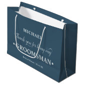 Gepersonaliseerde Groomsman Blauw Dank u Groot Cadeauzakje (Voorkant Gekanteld)