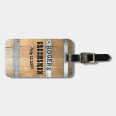 Gepersonaliseerde Groomsman Bourbon Barrel Bagagelabel (Voorkant horizontaal)