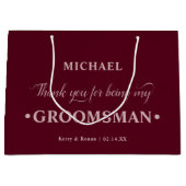 Gepersonaliseerde Groomsman Bourgondië Dank u Groot Cadeauzakje (Voorkant)