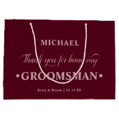 Gepersonaliseerde Groomsman Bourgondië Dank u Groot Cadeauzakje (Achterkant)