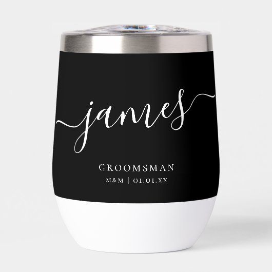 Gepersonaliseerde Groomsman Elegant Script Kalligr (Voorkant)