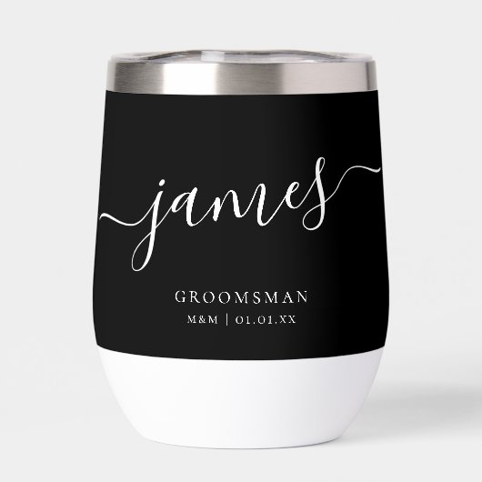 Gepersonaliseerde Groomsman Elegant Script Kalligr (Achterkant)