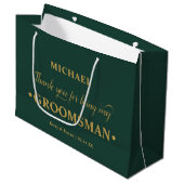 Gepersonaliseerde Groomsman Emerald Green Dank u Groot Cadeauzakje (Voorkant Gekanteld)