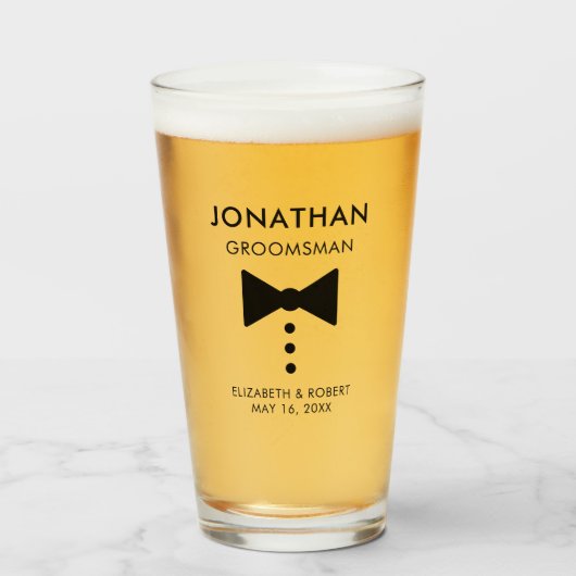 Gepersonaliseerde Groomsman Gift Modern Tuxedo Wed Glas (Voorkant gevuld)