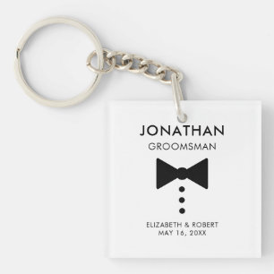 Gepersonaliseerde Groomsman Gift Modern Tuxedo Wed Sleutelhanger