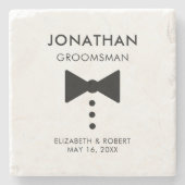 Gepersonaliseerde Groomsman Gift Modern Tuxedo Wed Stenen Onderzetter (Voorkant)