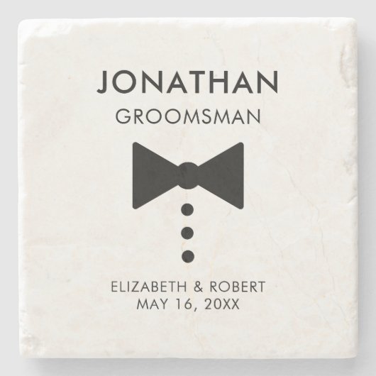 Gepersonaliseerde Groomsman Gift Modern Tuxedo Wed Stenen Onderzetter (Voorkant)